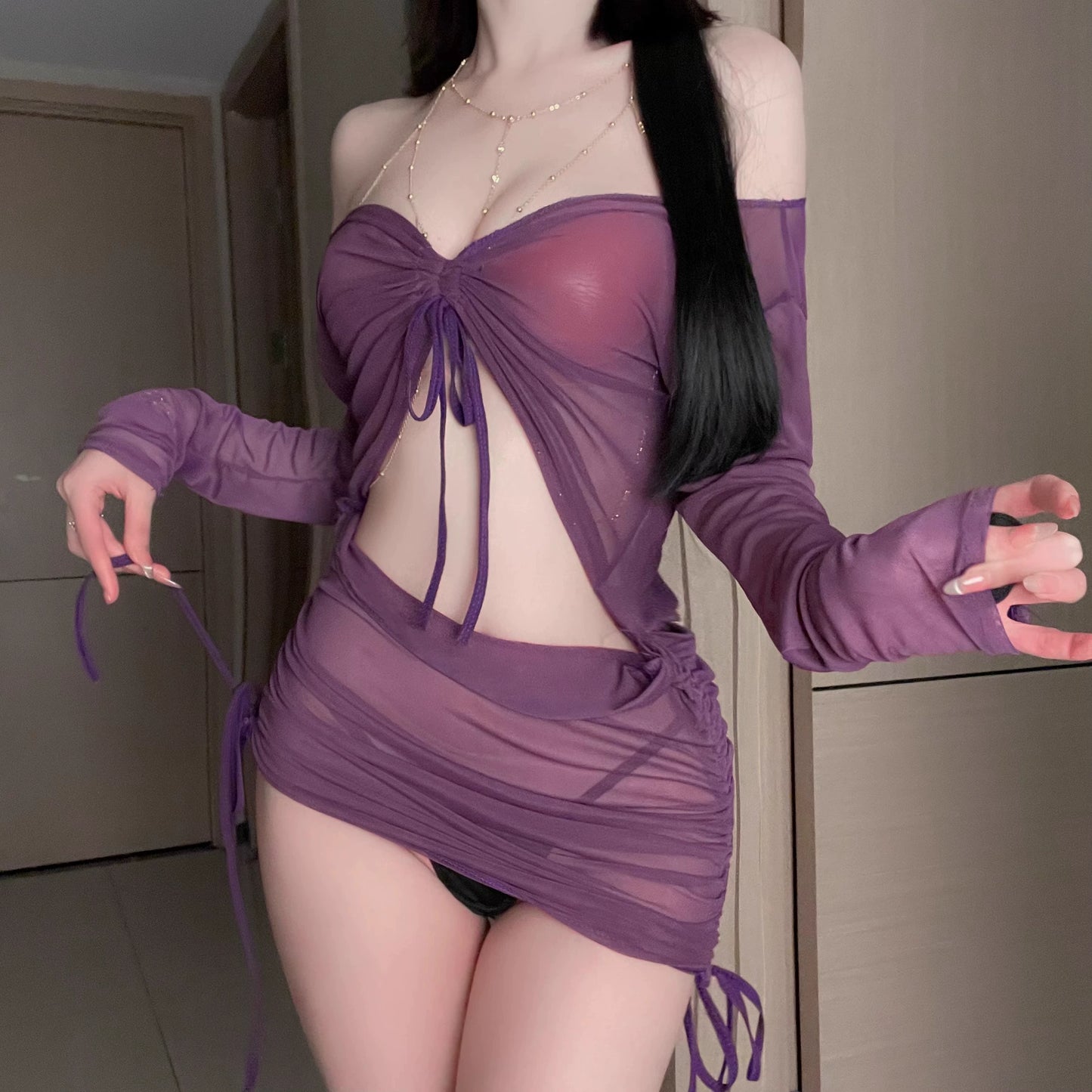 Purple perspective suit S589