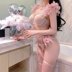 Lace chain feather lace underwear set SS3490