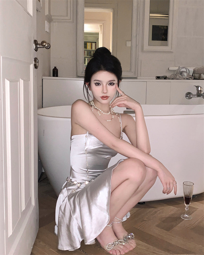 Satin Halter Dress  SS3196