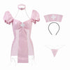 PU pink nurse suit H277