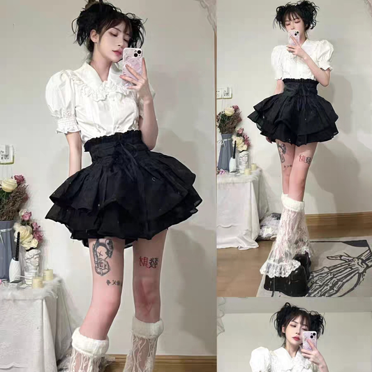 Punk tie bow high waist skirt  SS3178