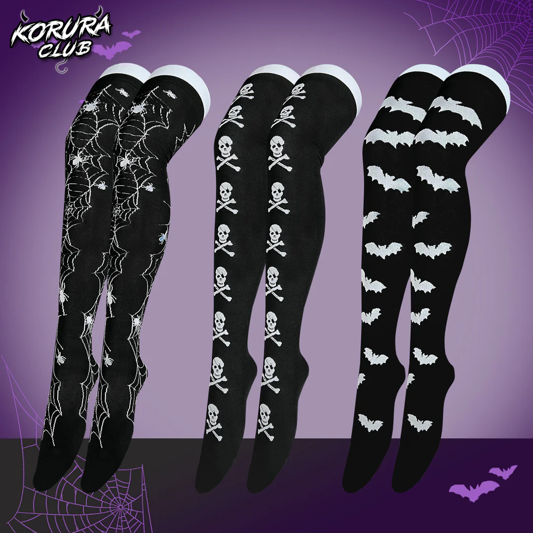 Halloween Knit Thigh-High Socks KS10