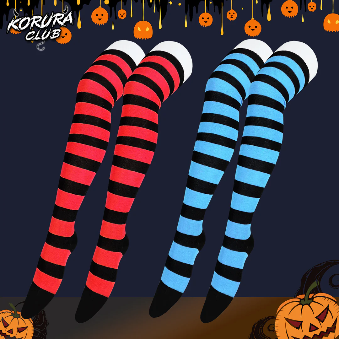 Halloween Striped Thigh-High Socks KS11