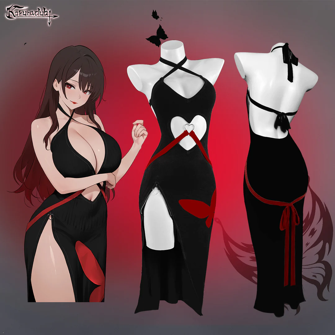 Sexy Red Heart Cutout Dress For Female KO65