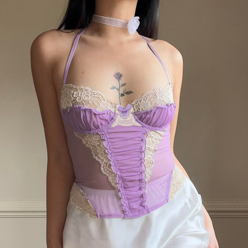 Purple lace vest SS3350