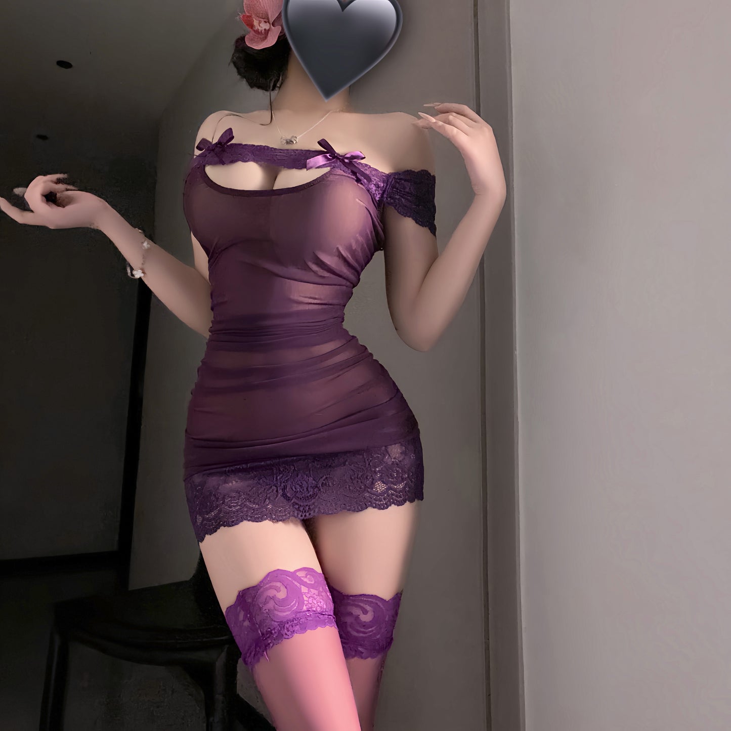 Purple lace uniform S582