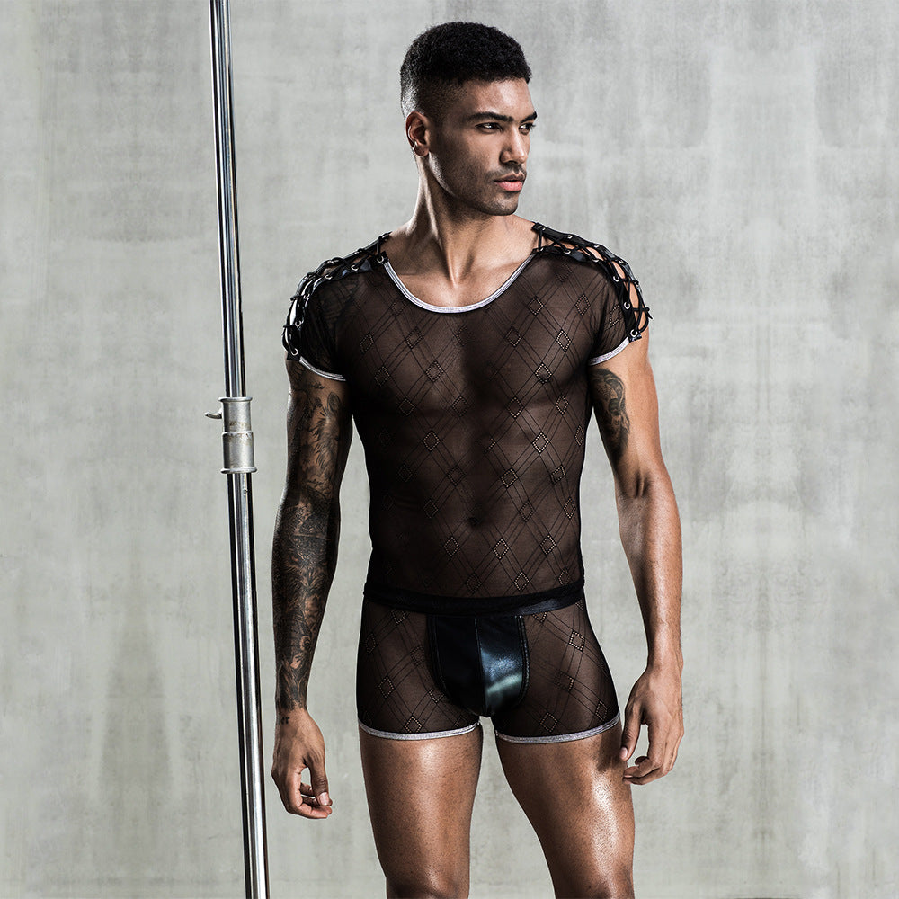 Men's black see-through suit SS3469
