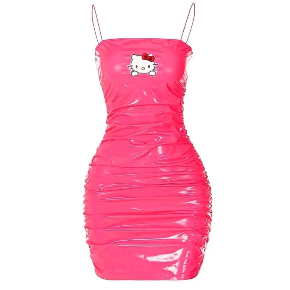 y2k  pink leather skirt  SS3166