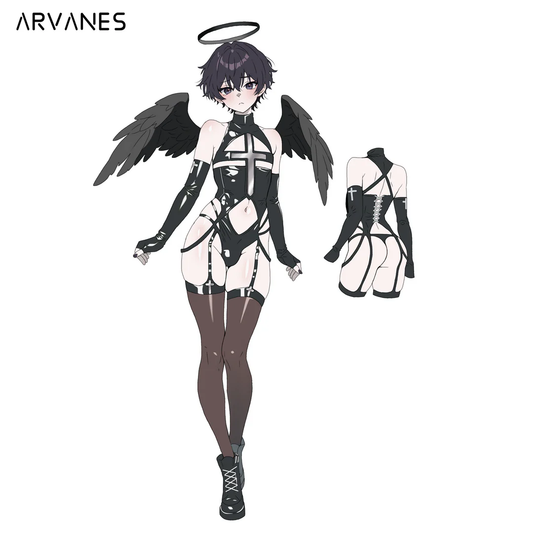 Pre-Order Dark Cross Wings Strappy Outfit (4-Piece Set)AS07