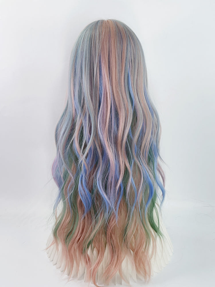 Rainbow curly wig W004
