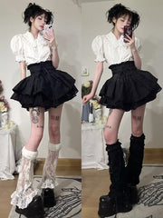 Punk tie bow high waist skirt  SS3178