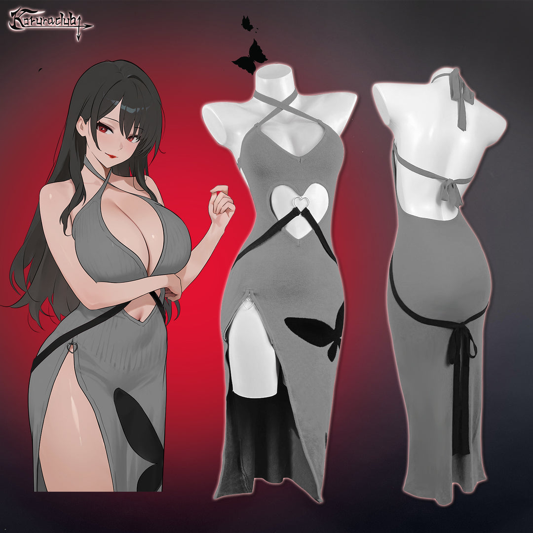 Sexy Red Heart Cutout Dress For Female KO65