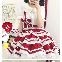 Sweet Cute Removable Strap Three-Part Lolita Cosplay Skirt SS2995