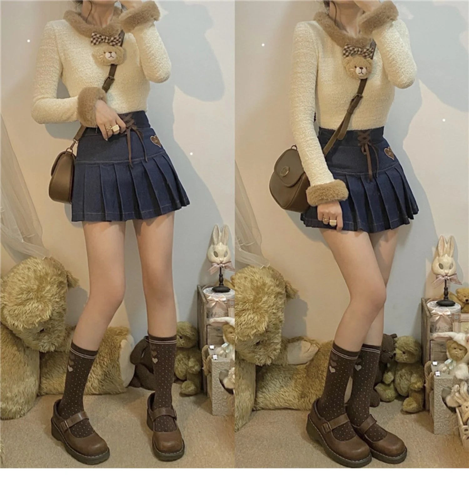 Cute High Waist Girl Denim Skirt SS3035