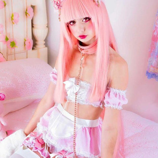 Maid tube top vest lace skirt suit SS2249