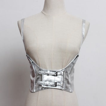 Leather vest suspender belt WS3091