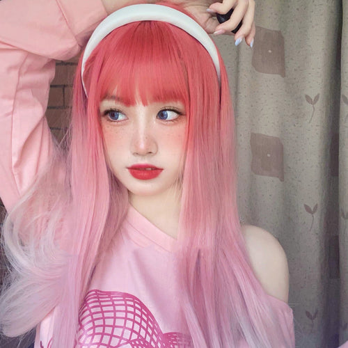 Pink and white gradient peach wig SS2732