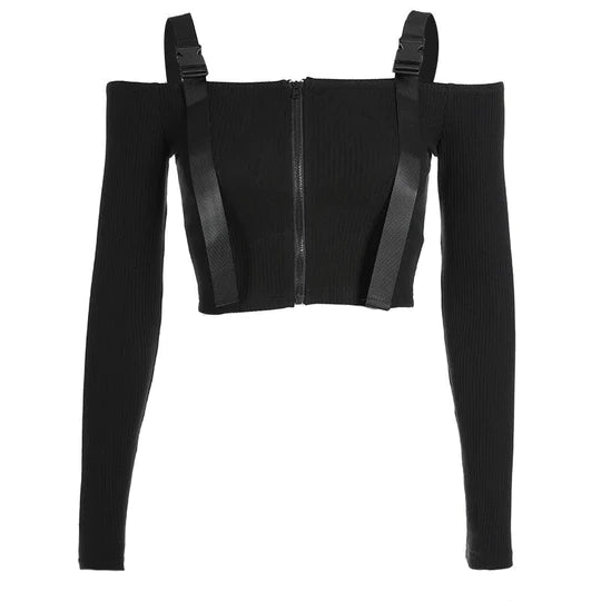 Chic Bag Buckle Suspenders Crop Top SS2998