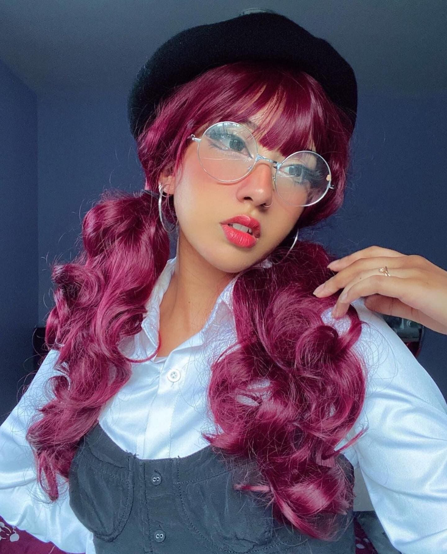 Lolita mid-length curly red wig  WS1272