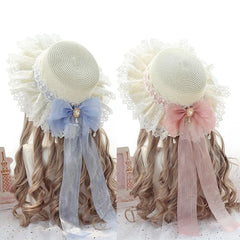 Lolita lace bow straw hat  SS3088