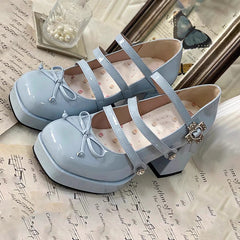Rhinestone pearl bow shoes SS2689