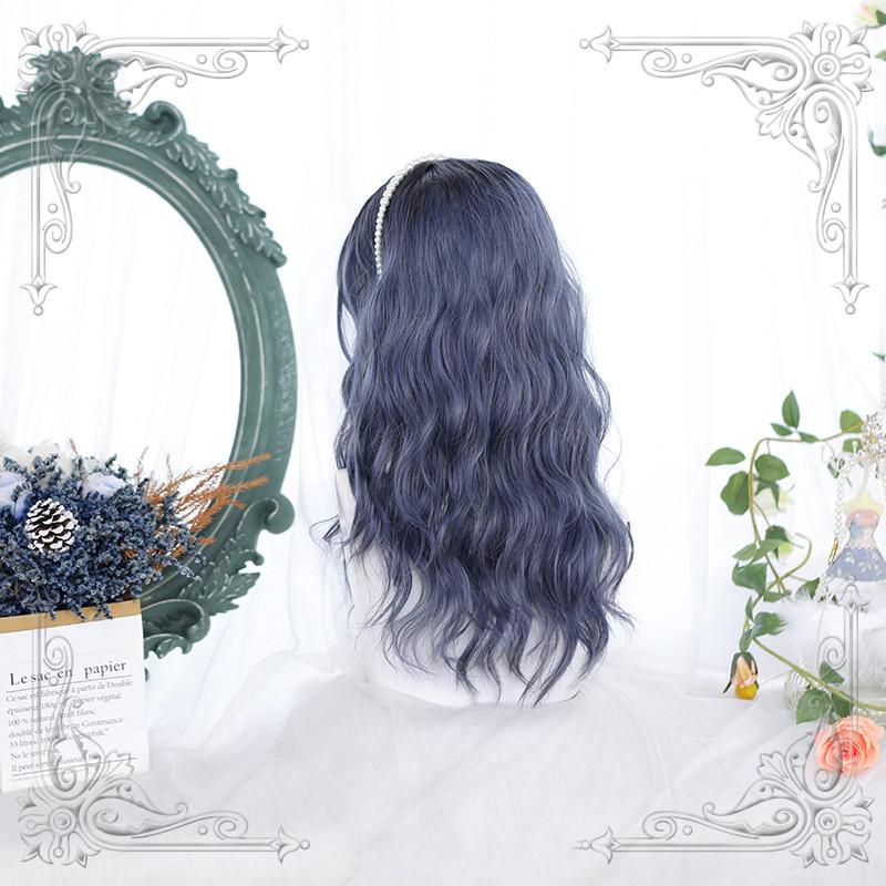 Harajuku Long Curly Hair Lolita Blue Brown Wig WS1308