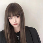 Cold brown long straight wig WS2227