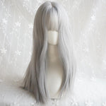 Lolita white fluffy long curly wig WS1216