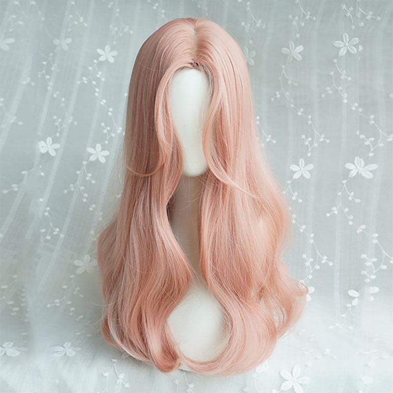Lolita lotus root pink cute natural big wave wig WS1167