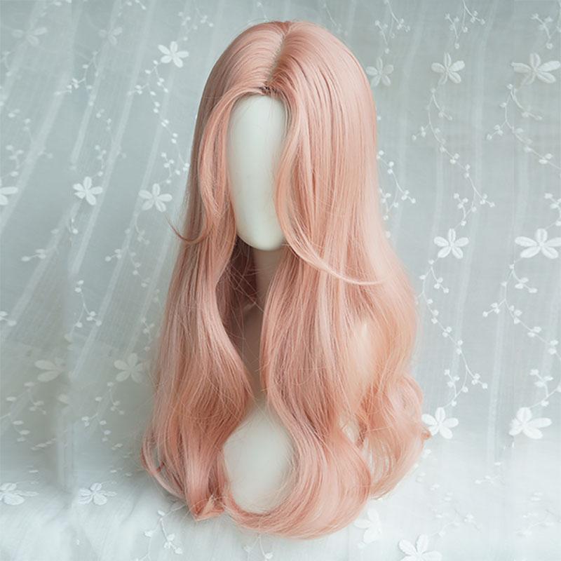 Lolita lotus root pink cute natural big wave wig WS1167