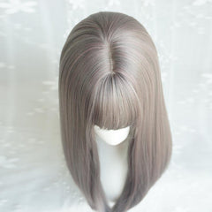 Harajuku Lolita Straight Grey Pink Wig WS1245