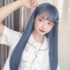 lolita blue natural long straight wig WS2093