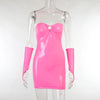 PINK PU leather tube top dress SS2667