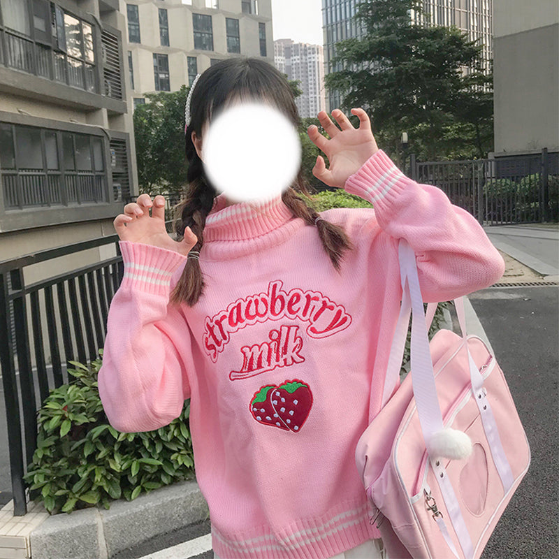 Sweet strawberry embroidery sweater SS2396