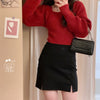 Knit sweater and black skirt SS2389