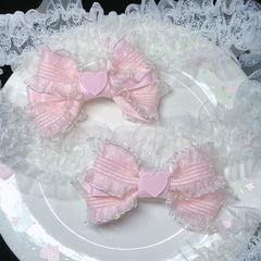 Pink Love Lace Bow Hair Clip SS3032