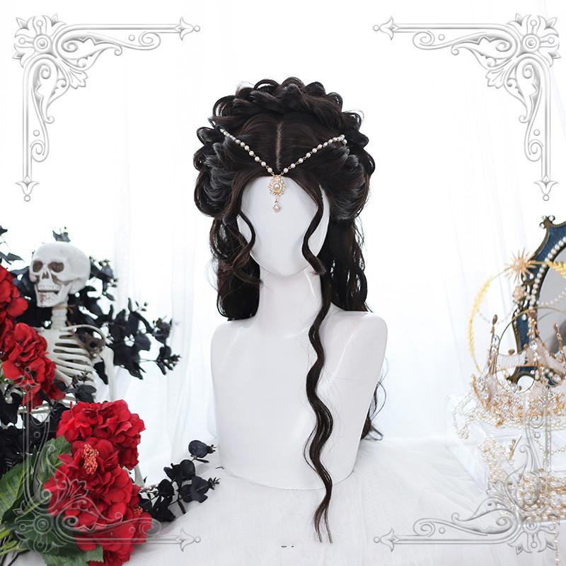 Lolita Black Red Long Curly Wig  WS1015