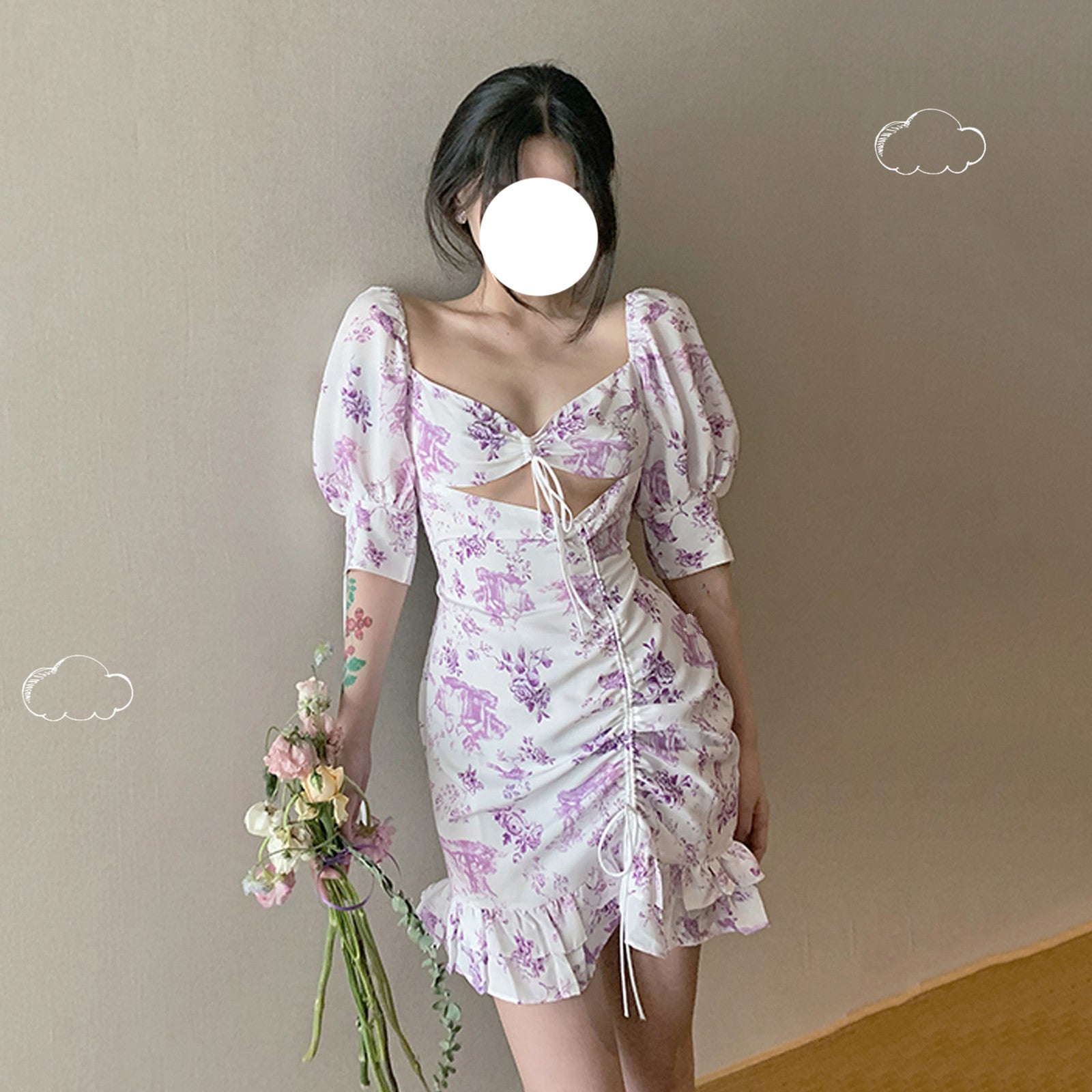 Lavender purple floral dress SS2397