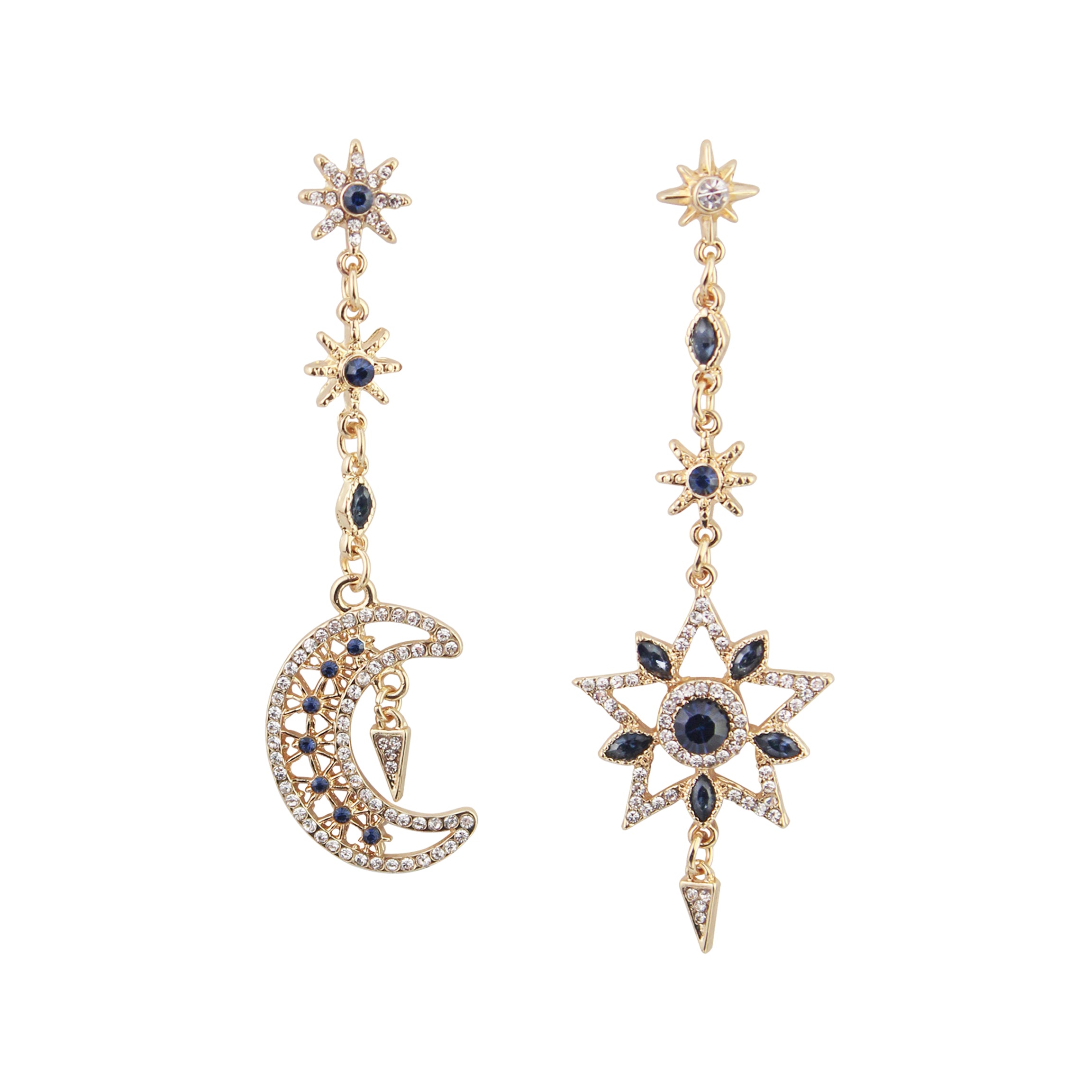 Dark Sapphire Star Moon Earrings SS2408