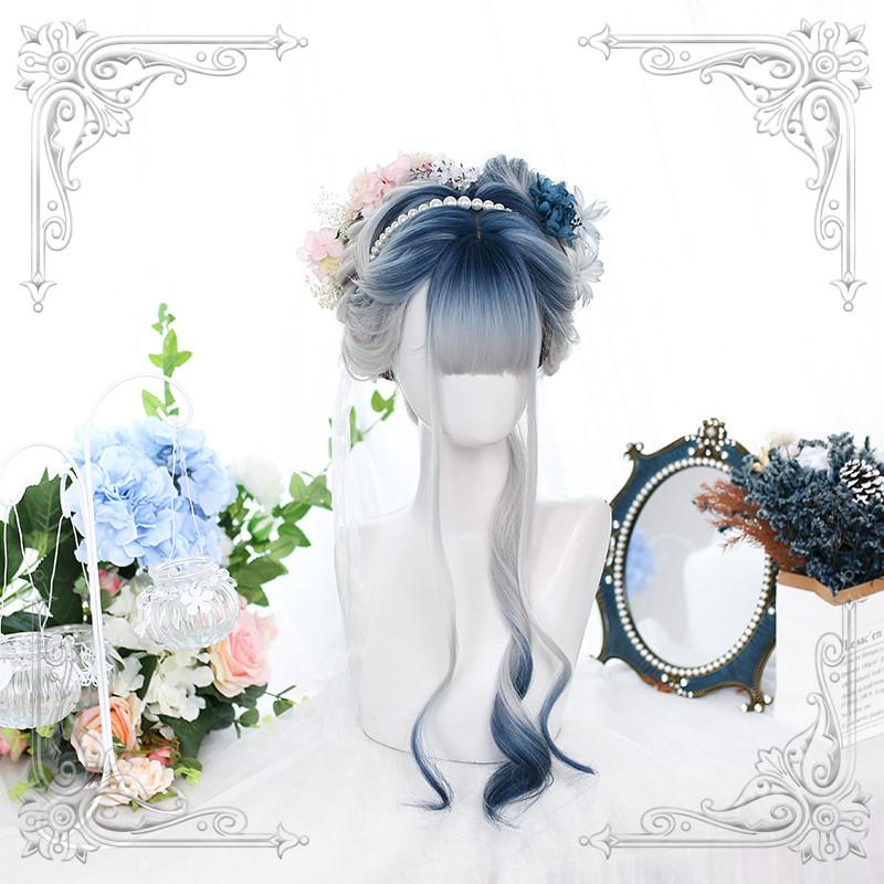 Lolita Blue Long Curly Hair Wig WS1003