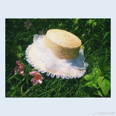 Feather polka dot straw hat  WS3054