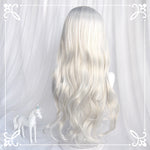 lolita gray pure white long curly wig WS2198