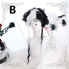 Harajuku Lolita black and white color matching wig WS1262