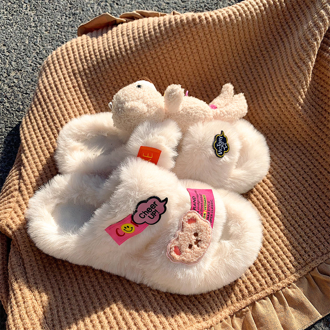 Cute bear plush slippers SS2722