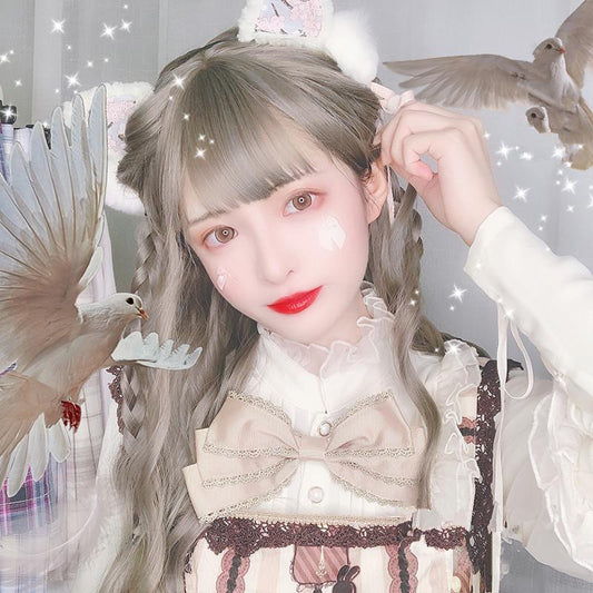 Long curly hair lolita gray girly wig WS2149