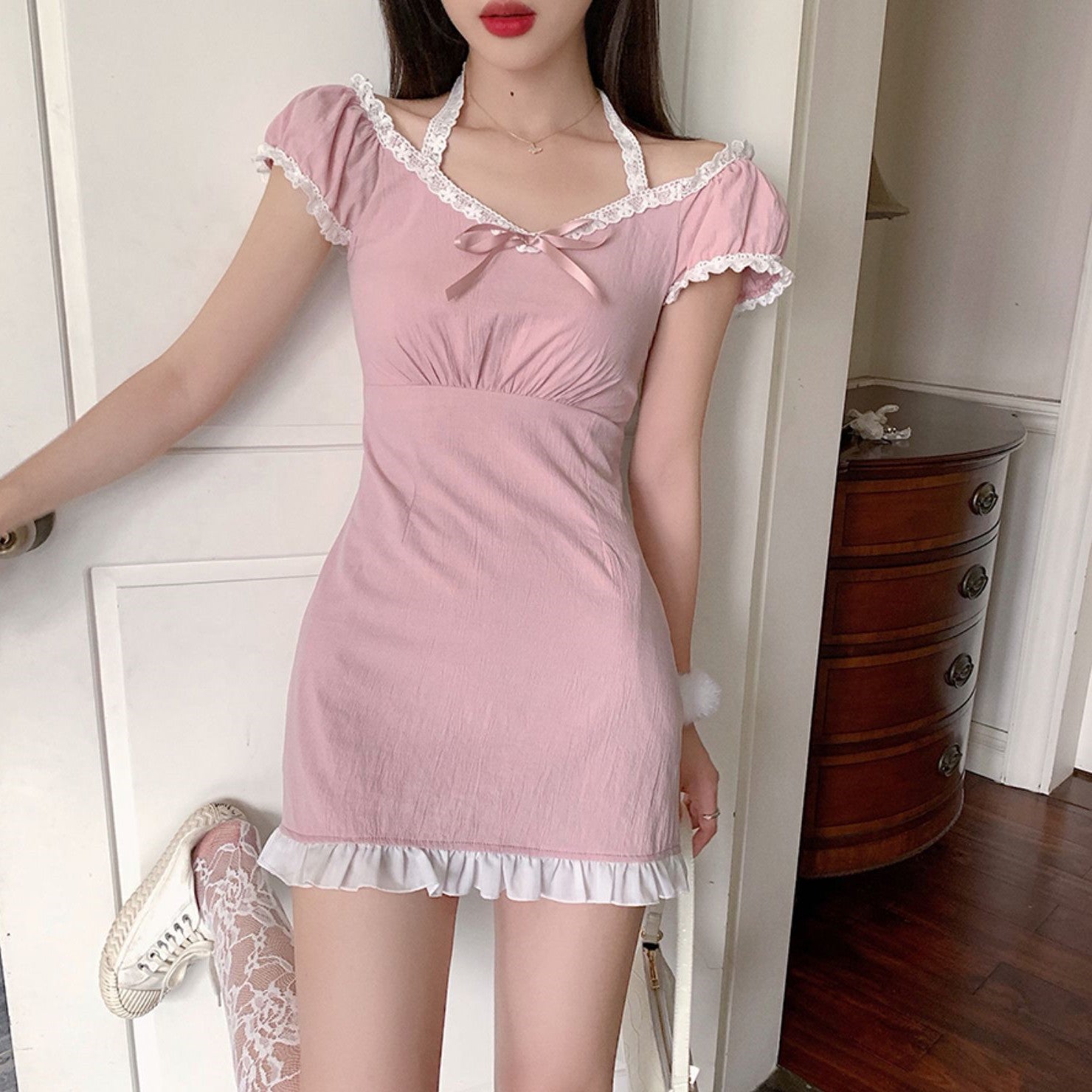 Lace pink girly dress SS2485