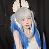 Blue and white gradient long straight wig WS2267
