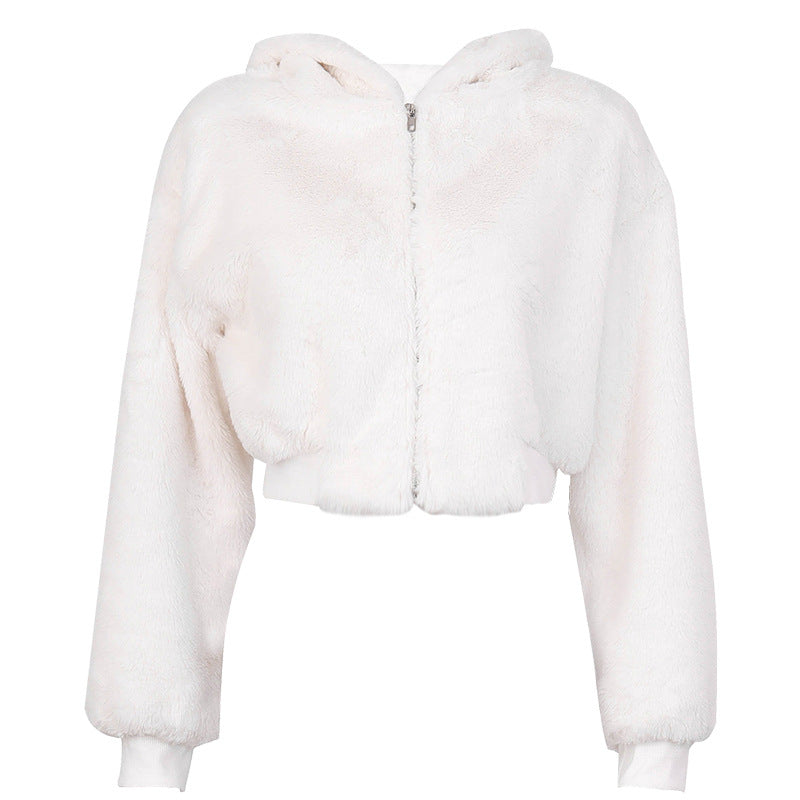 White plush short coat SS2291