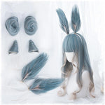 Lolita Blue Brown Wavy Wigs WS1089