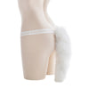 Real hairy tail white fox tail fat thong SS1172